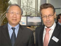 President. Lu Yongxiang (left) meets with Scientific Chairman of GKSS Research Centre Wolfgang Kaysser during the visit.