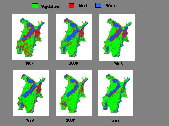 Area changes in vegetation, mud beach and water body in East Dongting Lake.JPG