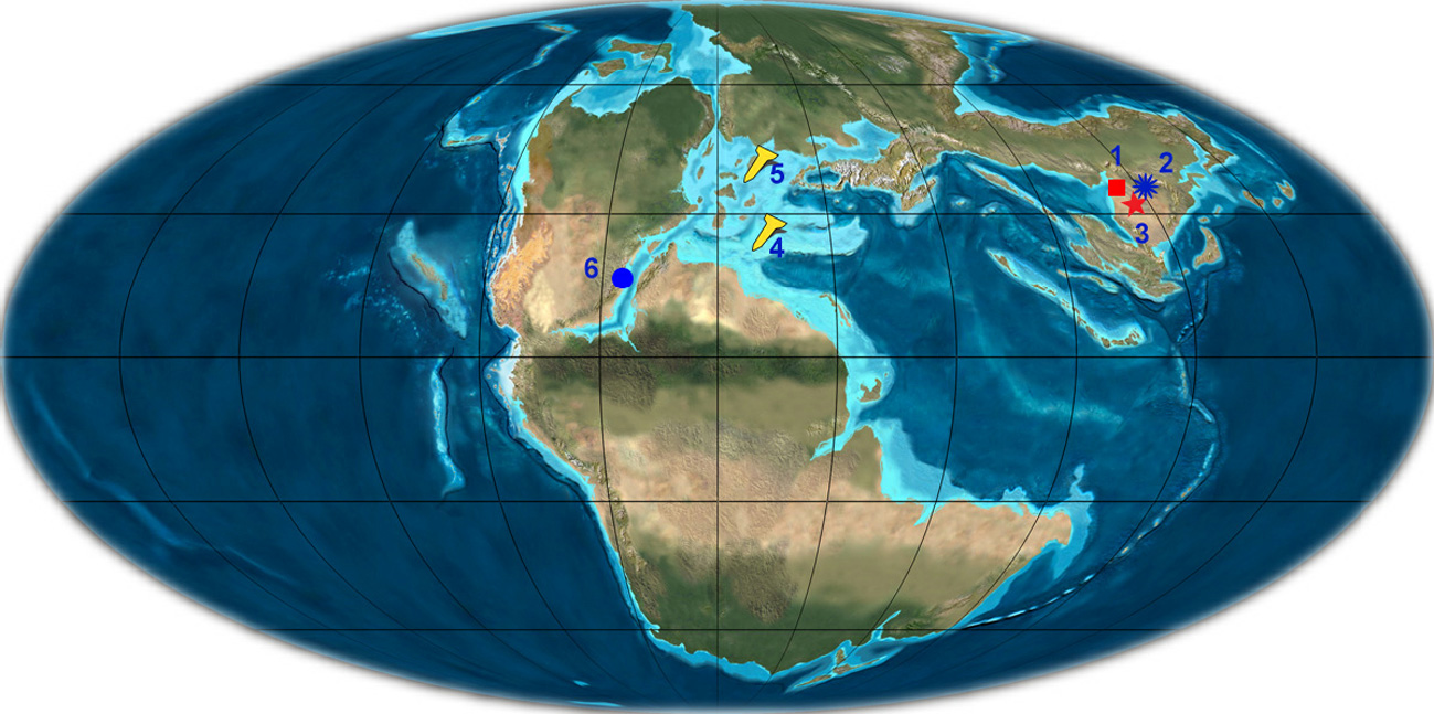 Late Triassic paleogeography indicating sampling locations and other major reference sections.jpg