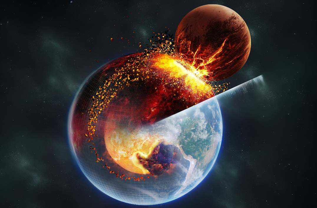 Huge Blobs in Earth's Mantle Might Be Relics from Moon-forming Collision