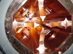 RFQ cavity made of Oxygen-Free High Conductivity (OFHC) copper.