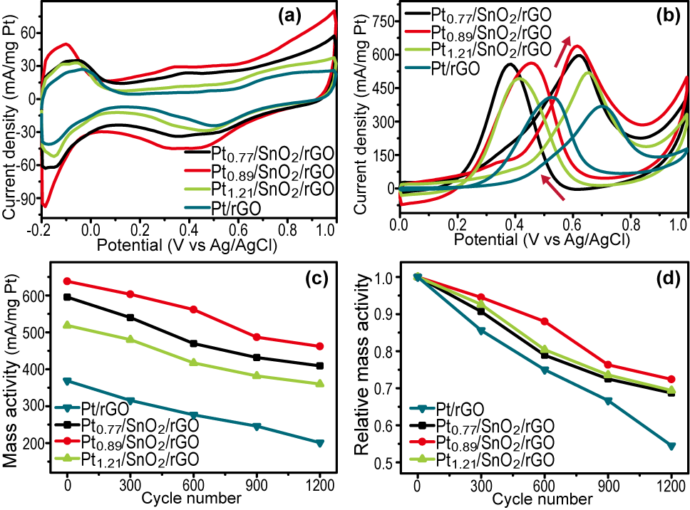CV curves of GC electrodes modified with different catalysts
