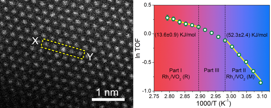Figure. Rh1/VO2 single-atom catalysts and their catalytic performance.png