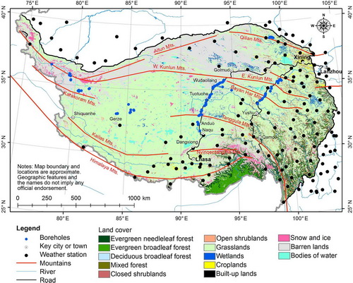 The distribution of in situ MAAT observation stations and MAGT boreholes over the QTP..jpg