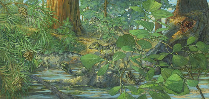 Reconstruction of the nesting ground of Hypacrosaurus