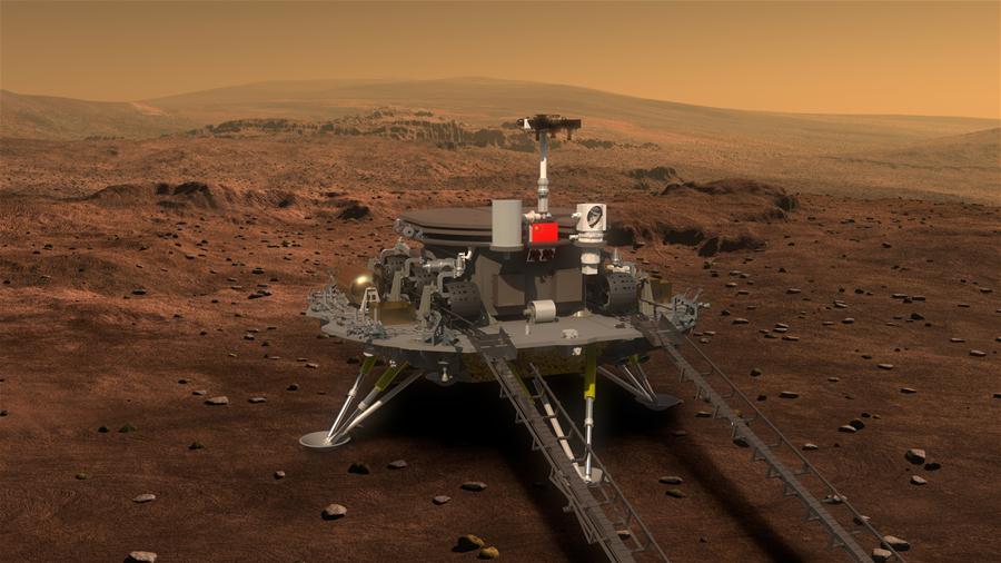 Picture released on Aug. 23, 2016 by lunar probe and space project center of Chinese State Adiministration of Science, Technology and Industry for National Defence shows the concept portraying what the Mars rover and lander would look like. Image of China
