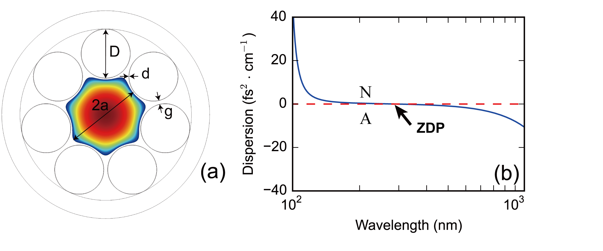 The fundamental core mode of SR-PCF and its wavelength-dependent dispersion .PNG