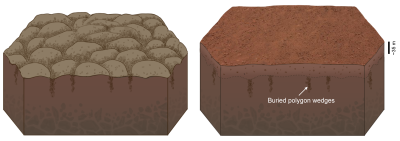 Schematic model of the polygonal terrain formation process at the Zhurong landing site.(Image by IGGCAS)