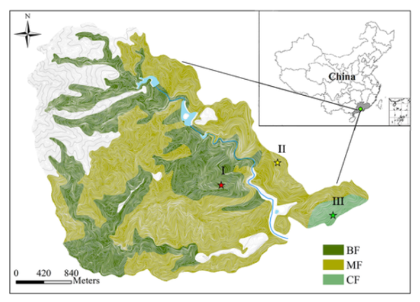 The location of the Dinghushan Biosphere Reserve (DBR) in China