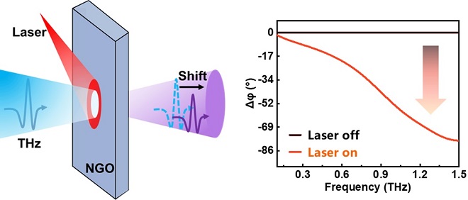 Schematic diagram of terahertz modulation experiment and phase shift